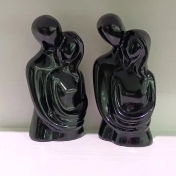 10 cm 1pc Naravnih Obsidian Kristalno Carving Ljubezen Obrti Okraski Zbirka Zdravo Dekor