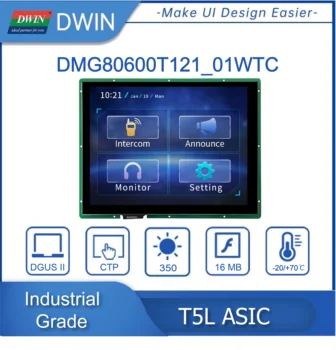 12.1-palčni, 800*600 slikovnih Pik Ločljivost, 16.7 M Barv, TN-TFT-LCD zaslon, ki Delajo z Arduino/STM/ESP DMG80600T121_01W