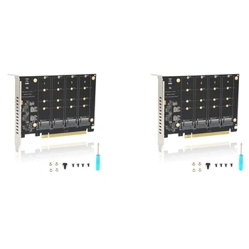 2X 4 Vrata M. 2 Nvme SSD Za PCIE X16M Tipko Trdi Disk Pretvornik Bralec Razširitveno Kartico, 4 X 32Gbps Hitrost Prenosa (PH44)