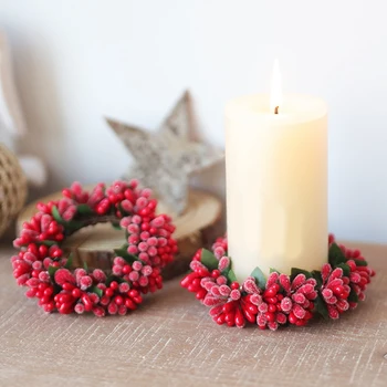 4 Kos Rdečega Jagodičja Svečnikov Berry Svijećnjak Božič Tealight-Svijećnjak Garland Rdečega Za Božič Mini Ornament