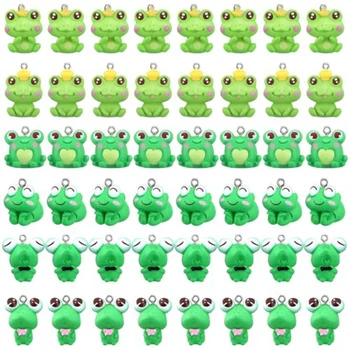 48 KOS Žaba čarobne gumbe Za Nakit, zaradi Česar Večino Srčkan Živali Obeski Zelena Žaba Keychain Čare Male Nakit, Izdelava Čare