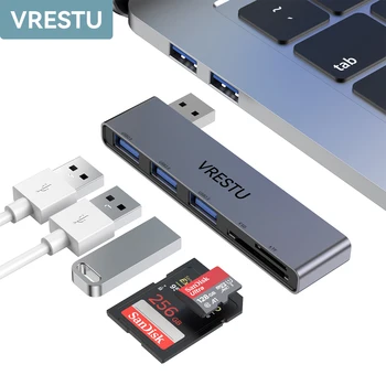 5 Vrat USB 3.0 HUB Card Reader USB A Širitev OTG Splitter Multi Cardreader za SD TF Micro SD za Windows Macbook RAČUNALNIK Matebook