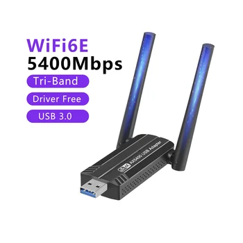 5400Mbps WiFi 6E Omrežno Kartico USB 3.0, WiFi Adapter Tri-Band 2,4 G 5G 6 G Wifi Sprejemnik Ključ za Windows 10 11 Voznik