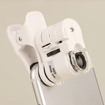 5PCS/VELIKO 9595W 60X Povečevalno Steklo LED UV Svetlobo Mini Mobilni Telefon Clip Mikroskopom LED-Lučka Mini Mobilni Telefon Lupo