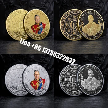 9 Modelov Kralj Anglije Charles III pozlačeni Priložnostnih Kovancev UK Royal Srebro Izziv Kovancev Za Spominek Darilo