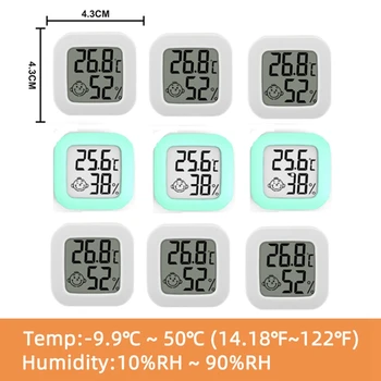 9Pcs Mini Indoor Digitalni Termometer, Higrometer Nastavite Soba Vlažnost Gauge Merilnik LCD-Zaslon Temperatura Vlažnost Senzor