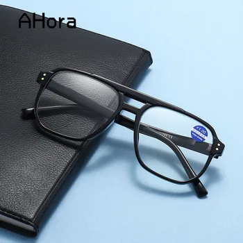 Ahora Retro Kvadratnih Oversize Obravnavi Očala Ženske&Moških Presbyopia Očala Dvojnim Snopom, Blokiranje Modra Svetloba Daljnovidnost +1.0..+4.0