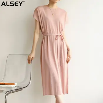 ALSEY Miyake Naguban Ins Slog Temperament Moda Obleko Poletje Novo Plus Velikost Priložnostne Čipke Eleganten Stranka Obleke za Ženske