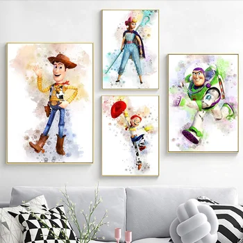 Disney Igrača Zgodba Olje Natisne Woody in Buzz Lightyear Risani Film Plakat Slika na Steni Dekor Disney Umetnosti Oljno sliko