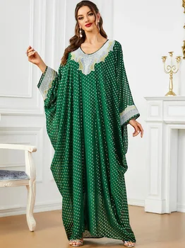 Eid Arabsko-Muslimanska Stranka Obleko za Ženske Abaya Bat Rokav Jalabiya Dolge Obleke, Polka Pike, tam kaftan Vestidos Dubaj Ramadana Obleke Robe