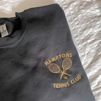 Hamptons Teniški Klub Ženske Vezene Jeseni Majica Ženske Jeseni Debel Toplem Puloverju Vintage Slog Priložnostne Sweatshirts