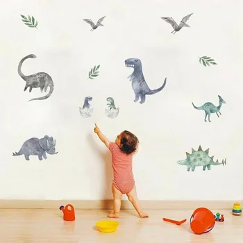 Ins Dinozaver Stenske Nalepke Grafiti PVC samolepilne Ustvarjalno Dekoracijo Otroško Sobo Vrtec Risanka Steno