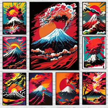 Japonski Umetnosti Platno Slikarstvo Fuji Fantasy Krajine Plakatov in Fotografij Povzetek Stenske Slike Za Dnevni Sobi Doma Dekor Darila