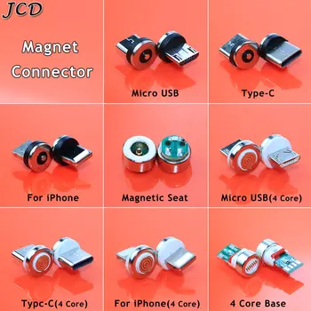 JCD 2pcs Magnetni Vtič Micro USB Tip C Magnet Priključek Magnetni Sedež Kabel Adapter za Mobilni Telefon Prah plug Za iphone Huawei
