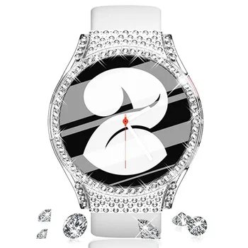 Kristalno Diamanti Ohišje za Samsung Galaxy Watch 4 44 mm 40 mm s Kaljenim Steklom Screen Protector Polni Zaščitni Pokrov Odbijača