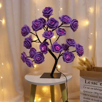 LED namizne Svetilke Rose Cvet Drevo USB Noč Luči, Božični Okraski, Darila za Otroke, Soba Rose Cvet Razsvetljavo Doma Dekoracijo