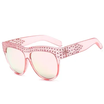 Luksuzne blagovne Znamke sončna Očala Moških Kvadratnih Diamanti sončna Očala Ženske Prevelik Nosorogovo Bleščice Kristalno Očala De Sol Oculos UV400