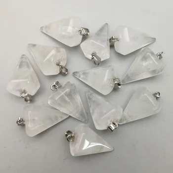 Moda naravni kristalni kamen nihalo čare beli kristalni Cone obesek za nakit, izdelava 12pcs/veliko brezplačna dostava na Debelo