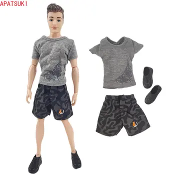 Moda Punčko Oblačila, ki Za Ken Fant Lutka Sivo T-Shirt & Gray Prikrivanje Hlače Za Barbie je Fant 1/6 Pribor Otrok Igrača