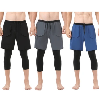 Moški fitnes hlače Dihanje funkcionalne tkanine, 4-way stretch Moške Aktivno Teče Hlače Košarka Hlače, hlačne Nogavice