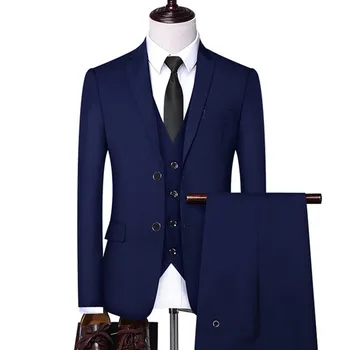 Moški Formalnih Poslovnih Poroka 3 Kosov Obleko Nastavite Plašč Obleko / Moški 2023 Blazerji Jakno, Hlače, Telovnik, Hlače, Obleka Waistcoat