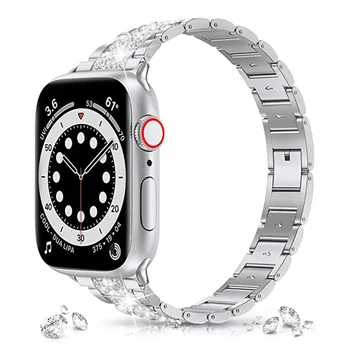 Nakit Veriga Trak za Apple Watch Band Ultra49mm 40 mm 44 42mm 38 mm Zanke Zapestnica Diamond Zapestje IWatch Serije 8 7 6 5 4 3 SE