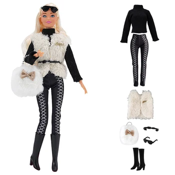 NK 1 Nastavite lutka vsakodnevno nakupovanje stil oblačenja z stoječi ovratnik plesti vrh in elegantno vrhu rezervoarja Za Barbie Lutka IGRAČA Doma