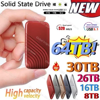 Novi SSD 1TB 2TB 4TB Original 16TB Prenosni SSD Trdi Disk 64TB SSD Trdi Disk, Disk 500 GB hdd 외장하드 Elektronika USB3.1 disco duro