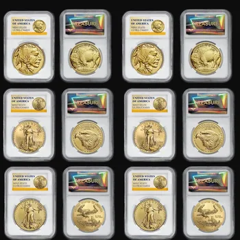 Novo 2024 1OZ Buffalo Kovanec Kopijo zlatega Kovanca za Svobodo Kovanec z ohišjem, ki je Visoke Kakovosti Darilo Zbirateljskih Doma Dekor