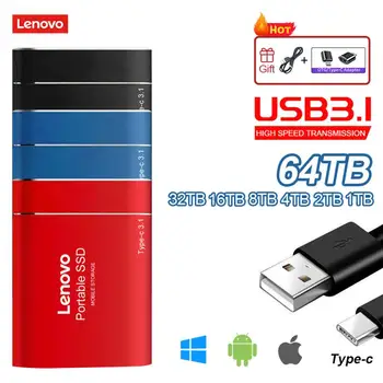 Original Lenovo Visoke Hitrosti SSD 2TB Zunanji Trdi Disk ssd Disk USB 3.1 Hiter Prenos Trdi Disk Za Prenosnik/Desktop/Mac