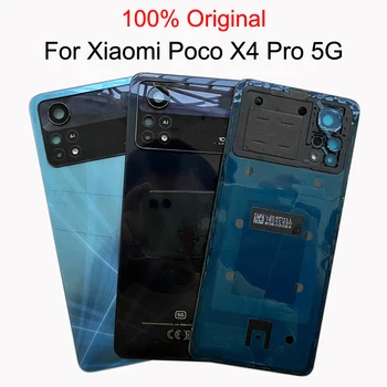 Original Za Xiaomi Poco X4 Pro 5G Hrbtni Pokrovček Baterije Steklena Plošča, Zadnja Stanovanjska Vrata Primeru Zamenjajte X4Pro 2201116PG pokrov Baterije