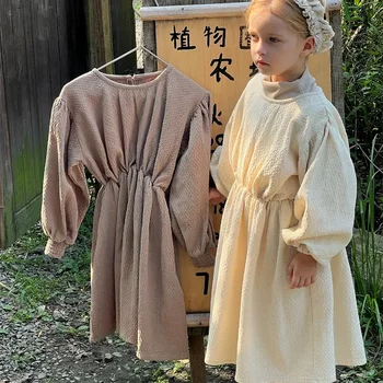 Otroci Oblačila Dekleta Pozimi Obleko 2023 Korejski Slog, Barva Vse Tekme Debele Priložnostne Preprosta Dekleta Elegantno Sweet Oblačenja