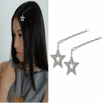 Pentagram Barrettes Star Obesek Lase Posnetek 2023 korejski Čar Poletja Kul Metal Y2k Bobby Pin Lase Pribor za Dekle Headdress
