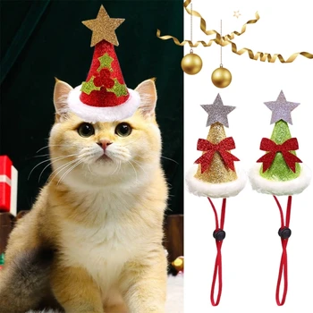 Pes Božič Obleko Hat Santa in Ostra Nastavite Smešno Kostum Počitnice Stranka za Zimo Svečanosti Pet Božič Padec Ladijskega prometa