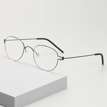 Ročno Retro Krog Brezvijačno Očala za Ženske Ultralahkih Titana Optičnih Očal Okvir Moških korejski Letnik Ovalne Očala