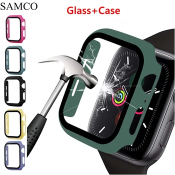 SAMCO Polno kritje za Apple Gledati serije 5 4 3 2 mat Plastični odbijač trdi okvir ohišje s steklom film za iWatch screen protector