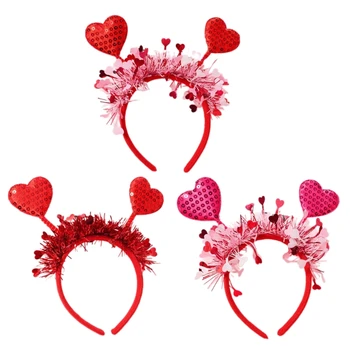 Sequins Srce Hairband za Sladko Dekle, valentinovo, Ob Fotografija Glavo
