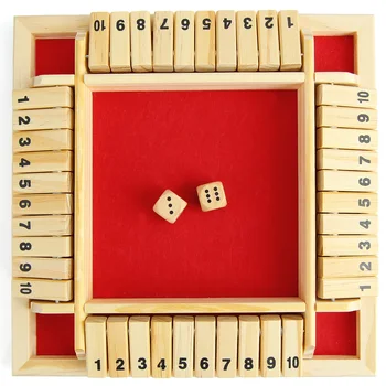 Shut The Box 4 Stranicami Leseno Desko Strategija Igra, Učenje Številk za 2-4 Igralce Klasičnih Tabela Kocke, Igre za Otroke