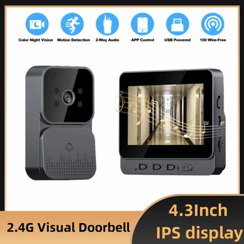 Smart 4.3 Palčni IPS Zaslon Brezžična 2.4 G Wifi Video Zvonec Ir nočno vizijo Doma Interkom Varnost