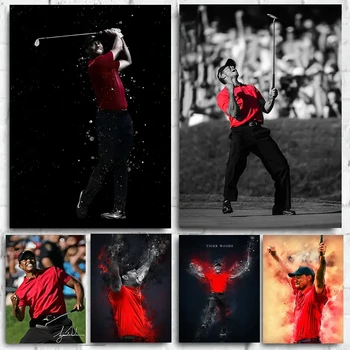 Tiger Woods Znanih Golf Igralec Plakatov in Fotografij Sodobni Sport Igralci Platno Stensko Slikarstvo v slikah, za Dnevna Soba Dekor