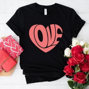 Ujemanje Parov Tshirt Velika Ljubezen Sestavljena iz Ljubezni Ženske, Moške Kratke Rokave Nekaj Majica Grafični High Street Mode Priložnostne Tees