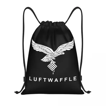 Vintage Bela Luftwaffe Vrvico Za Zavezovanje Vreče Ženske Zložljive Športne Telovadnice Sackpack Nemško Letalstvo Nemčija Francija Usposabljanje Nahrbtniki