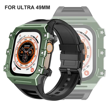 Za Apple Watch Ultra 49 mm Kovinsko Ohišje Band Preuredi Nastavite DIY Spremembe Mod Komplet Kovinski Silikonski Trak Iwatch Zamenjava Zapestnice