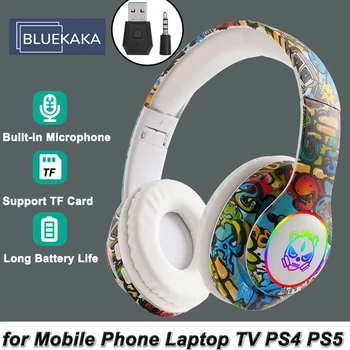 Za PS4 PS5 TV Prenosni Bluetooth Slušalke RGB Glasbe, Gaming Slušalke Slušalke Z Mikrofon Podpira TF Kartice Dekleta Fantje Darilo za Rojstni dan