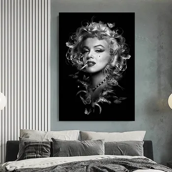 Črna in Bela Marilyn Monroe, Plakati, Tiskanje Sodobne Platno Stensko Slikarstvo Umetnost Slike za Dnevni Sobi Doma Dekoracijo Cuadros